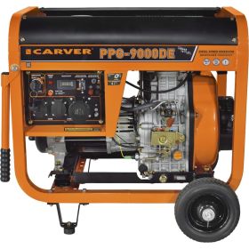 Генератор CARVER PPG- 9000DE дизель LT-192FD, 7,0/7,5кВт, 220В, бак12.5л, э/старт, колеса, медь 01.020.00024 (артикул 24574197) – фото 4