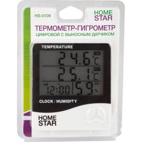 Цифровой термометр-гигрометр с выносным датчиком Homestar HS-0109 104304 (артикул 21569278) – фото 2