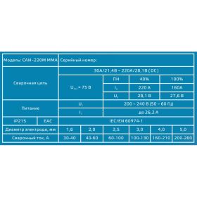 Сварочный аппарат Энергия САИ-220М ММА Е0300-0102 (артикул 23308671) – фото 6