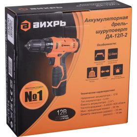 Аккумуляторная дрель-шуруповерт Вихрь ДА-12Л-2 72/14/14 (артикул 15838183) – фото 12