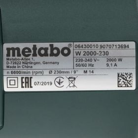 Угловая шлифмашина METABO W 2000-230 606430010 (артикул 15919477) – фото 9