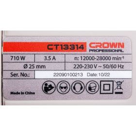 Прямая шлифовальная машина CROWN CT13314 (артикул 15973550) – фото 10