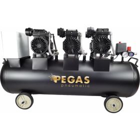Малошумный компрессор Pegas pneumatic PG-4200 120л, 460 л/мин, 4.2квт безмасляный 6623 (артикул 18888030) – фото 1