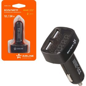Вольтметр Airline + 2USB 3.1A в прикуриватель AVM-D-02 (артикул 15632447) – фото 1