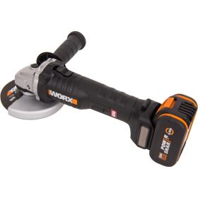 Угловая бесщеточная аккумуляторная шлифмашина WORX 125 мм, 20 В, бесщеточная, 4Ач х1, ЗУ 2А WX812 (артикул 16451865) – фото 4