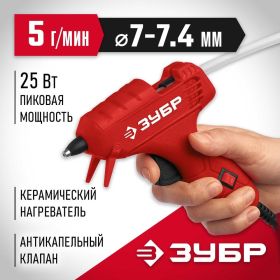 Термоклеевой электрический пистолет ЗУБР Мастер 7, d 7 мм, 5 г/мин 06851-7 (артикул 26156669) – фото 2