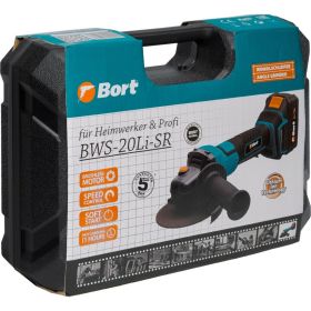 Аккумуляторная шлифовальная угловая машина BORT BWS-20Li-SR 93412215 (артикул 21713344) – фото 13