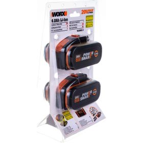 Комплект из 2х Аккумуляторов 2х20В 4.0 А/ч . WORX WA3553.2 (артикул 16451871) – фото 2