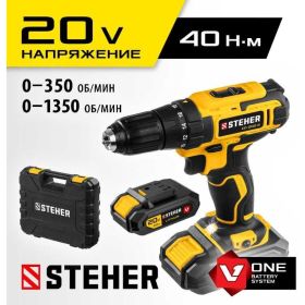 Дрель-шуруповерт STEHER 20В, 2 АКБ 2Ач CD-200-2 (артикул 16783927) – фото 2