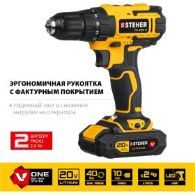 Дрель-шуруповерт STEHER 20В, 2 АКБ 2Ач CD-200-2 (артикул 16783927) – фото 4