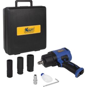 Пневматический ударный гайковерт KRAFT 1/2 1450 н.м., в кейсе с головками KT 707014 (артикул 30904053) – фото 1