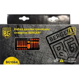 Набор диэлектрических отверток до 1000V, 13шт Berger BG BG1064 (артикул 15634045) – фото 6