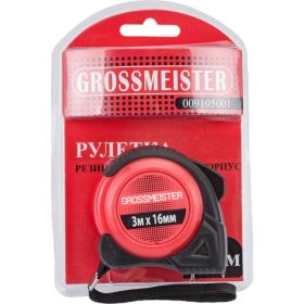 Рулетка GROSSMEISTER резинопластиковый корпус, белое полотно, 3м*16мм 009105001 (артикул 16161197) – фото 1