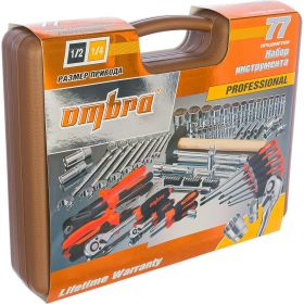 Универсальный набор инструмента 1/2"DR и 1/4"DR с 12-гранными головками 1/2"DR, 77 шт OMBRA OMT77S12 (артикул 15394248) – фото 2