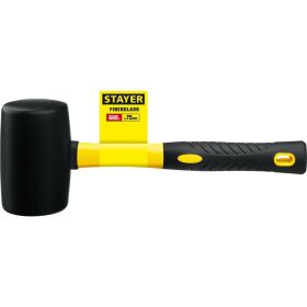 Резиновая черная киянка с фибергласовой ручкой 450г STAYER PROFESSIONAL 2054-65 (артикул 15595629) – фото 5