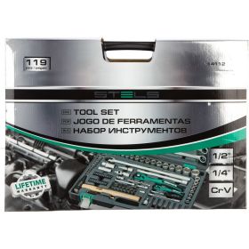 Набор инструмента 1/4", 1/2", CrV, S2, усиленный кейс, 119шт STELS 14112 (артикул 15568959) – фото 36