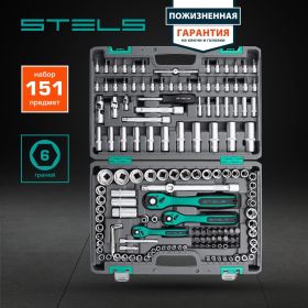 Набор инструмента 1/4", 3/8", 1/2", CrV, S2, усиленный кейс, 151шт STELS 14114 (артикул 15568961) – фото 6