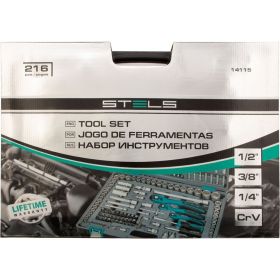 Набор инструмента 1/4", 3/8", 1/2", CrV, S2, усиленный кейс, 216шт STELS 14115 (артикул 15568962) – фото 22
