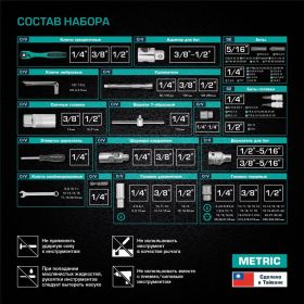 Набор инструмента 1/4", 3/8", 1/2", CrV, S2, усиленный кейс, 216шт STELS 14115 (артикул 15568962) – фото 35